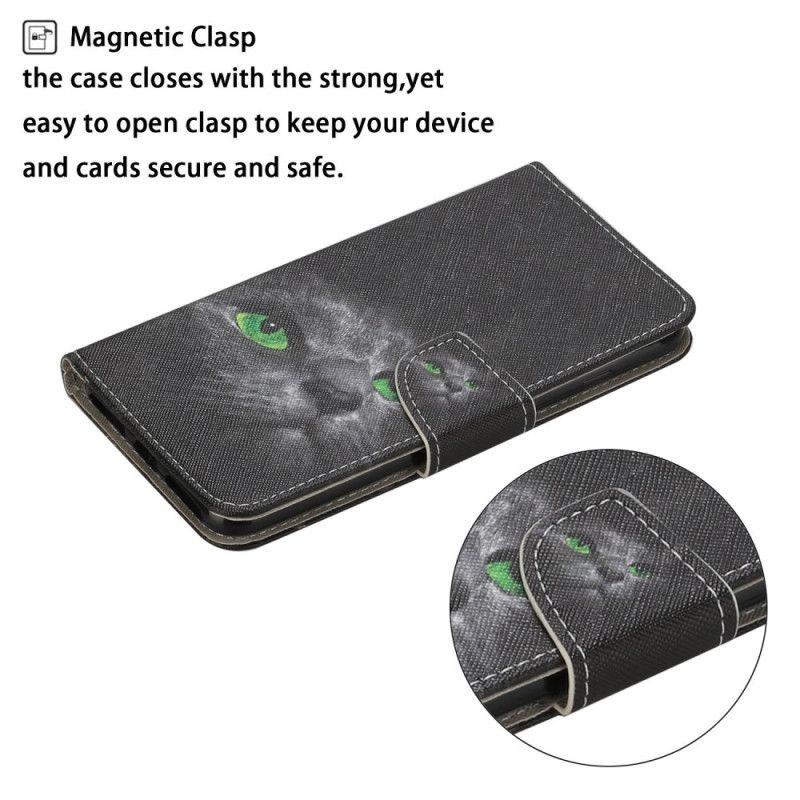 Etui Folio Samsung Galaxy S20 FE Kot Z Zielonymi Oczami Ze Stringami