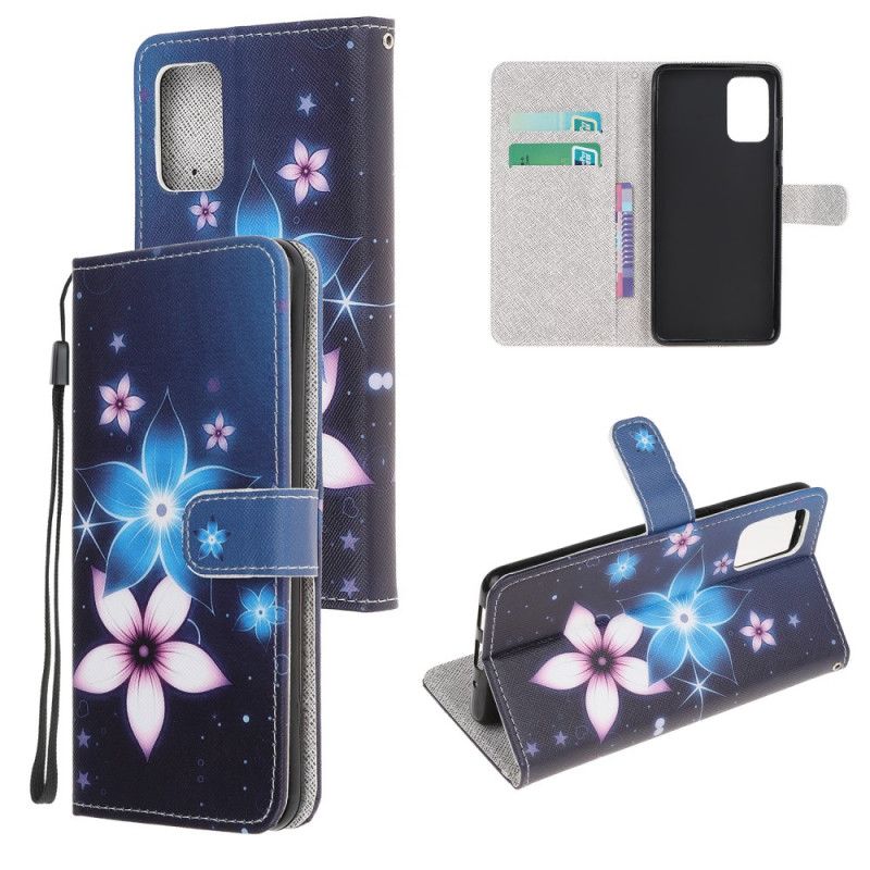 Etui Folio Samsung Galaxy S20 FE Księżycowe Kwiaty Ze Stringami