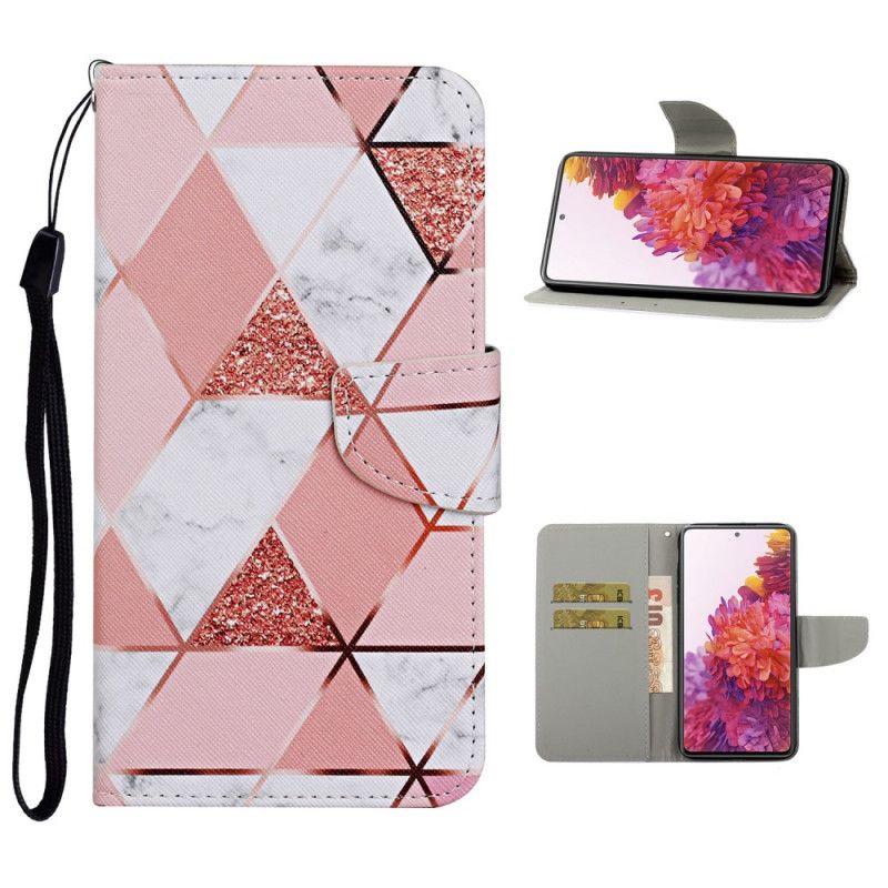 Etui Folio Samsung Galaxy S20 FE Marmur I Cekiny Z Paskiem