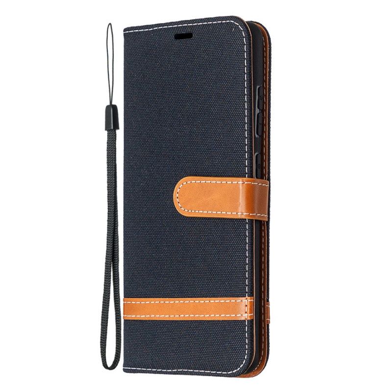 Etui Folio Samsung Galaxy S20 FE Szary Czarny Efekt Tkaniny I Skóry Ze Stringami Etui Ochronne