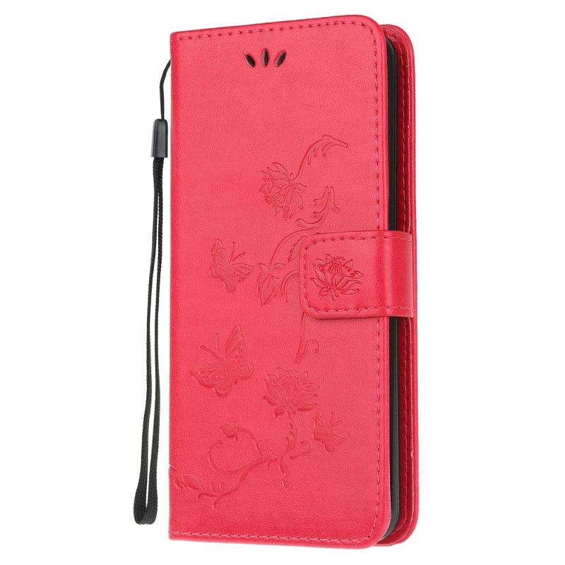 Etui Folio Samsung Galaxy S20 FE Szary Czarny Motyle I Kwiaty Na Stringach Etui Ochronne