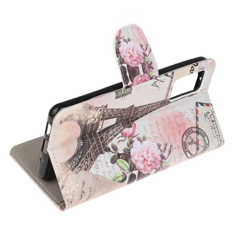 Etui Folio Samsung Galaxy S20 FE Wieża Eiffla W Stylu Retro Etui Ochronne