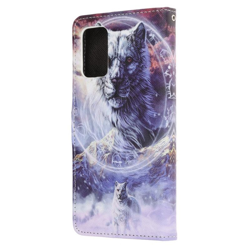 Etui Folio Samsung Galaxy S20 FE Wilk Zimą Ze Stringami