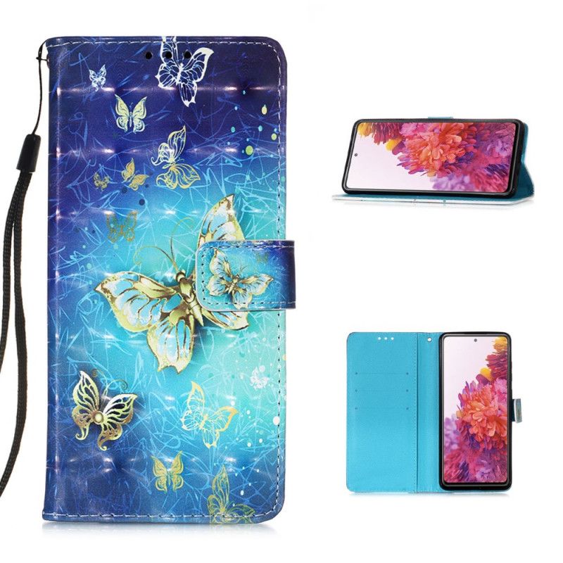 Etui Folio Samsung Galaxy S20 FE Złote Motyle Etui Ochronne