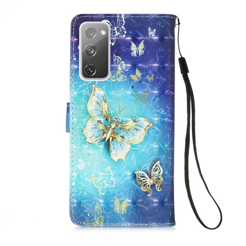 Etui Folio Samsung Galaxy S20 FE Złote Motyle Etui Ochronne