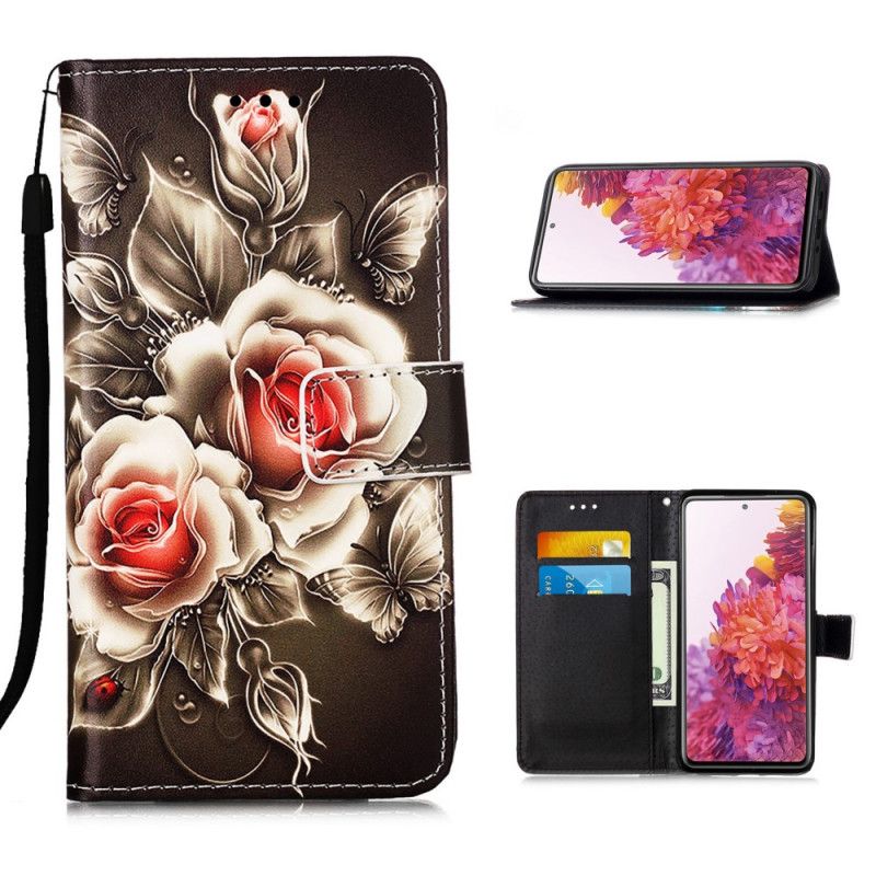 Etui Folio Samsung Galaxy S20 FE Złote Róże Etui Ochronne