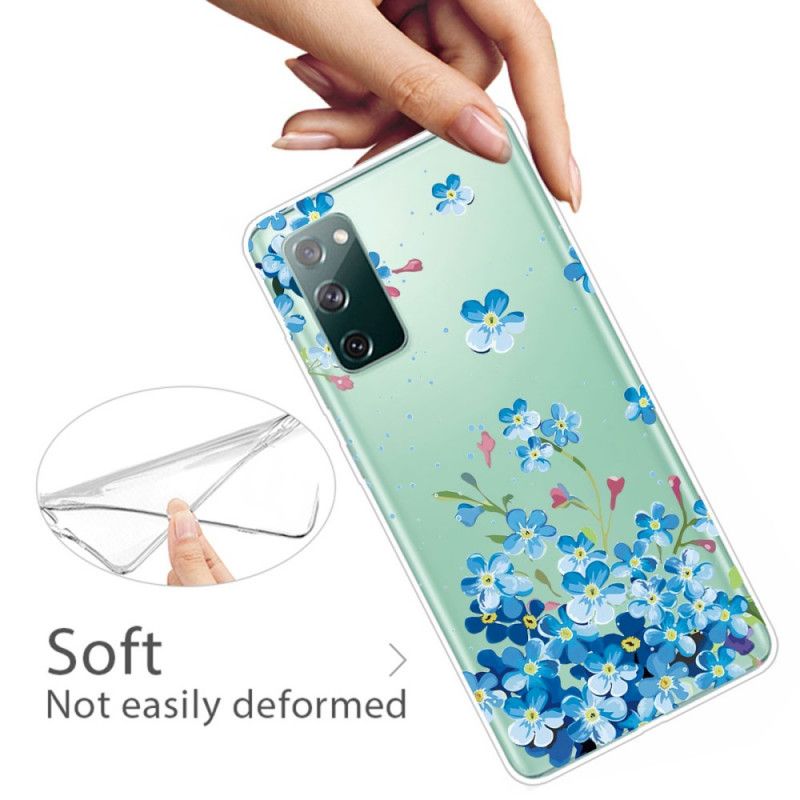 Etui Samsung Galaxy S20 FE Niebieskie Kwiaty Etui Ochronne