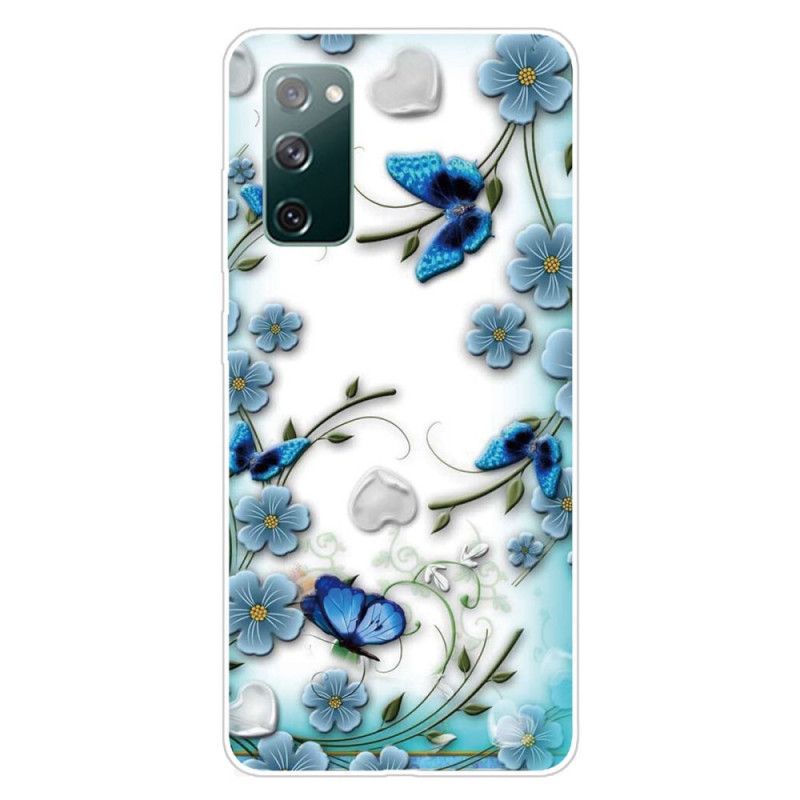 Etui Samsung Galaxy S20 FE Przezroczyste Motyle I Kwiaty W Stylu Retro