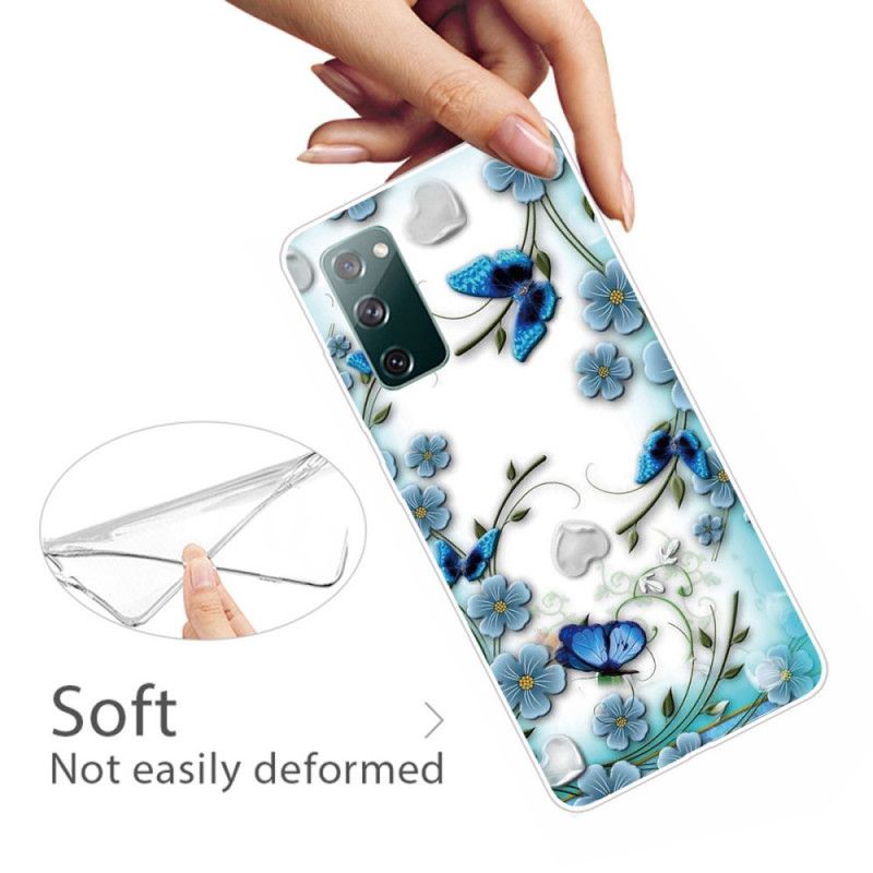 Etui Samsung Galaxy S20 FE Przezroczyste Motyle I Kwiaty W Stylu Retro