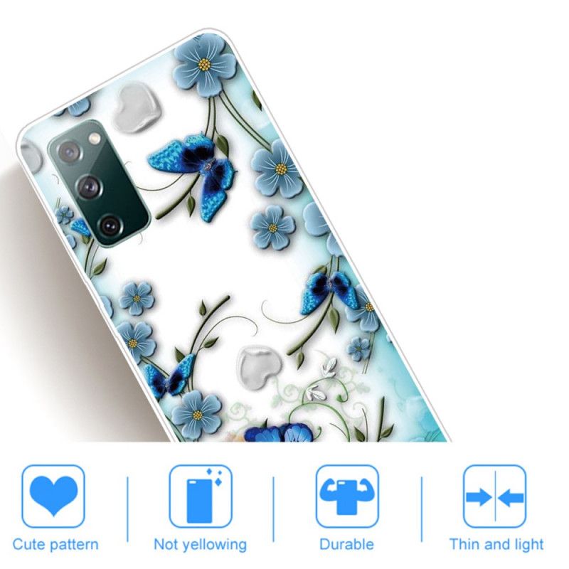 Etui Samsung Galaxy S20 FE Przezroczyste Motyle I Kwiaty W Stylu Retro