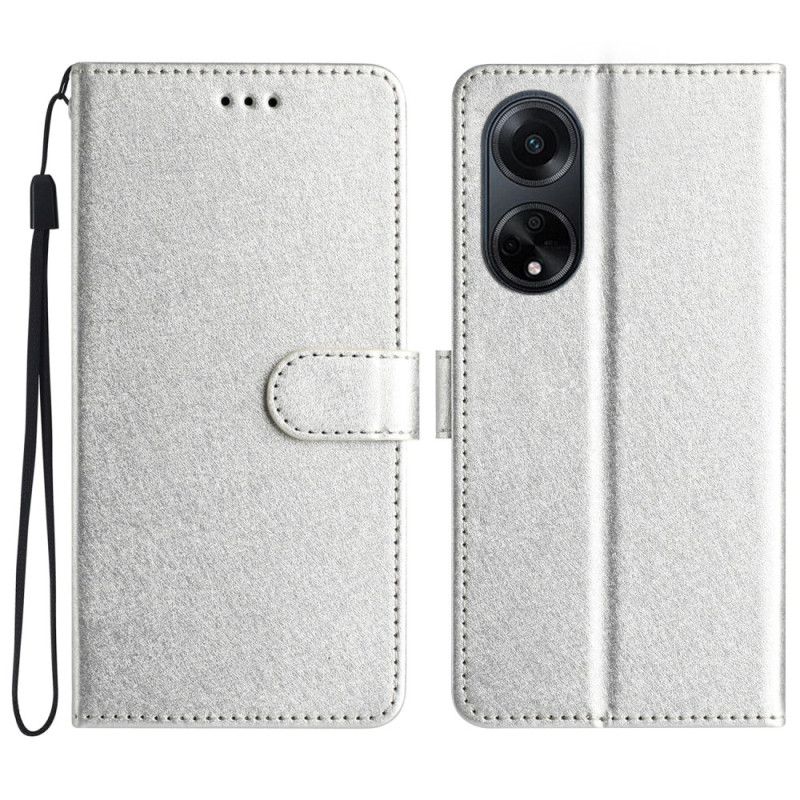 Etui Folio Do Oppo A98 5g Jedwabna Tekstura Na Ramiączkach