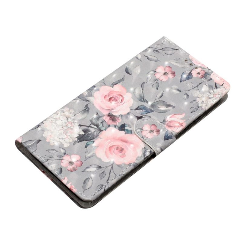 Etui Folio Do Oppo A98 5g Różowe Kwiaty Z Paskiem