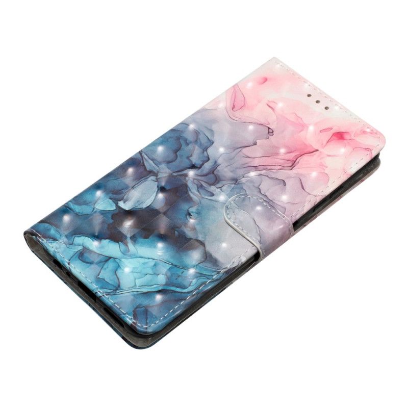 Etui Folio Do Oppo A98 5g Różowy I Niebieski Marmur Z Paskiem