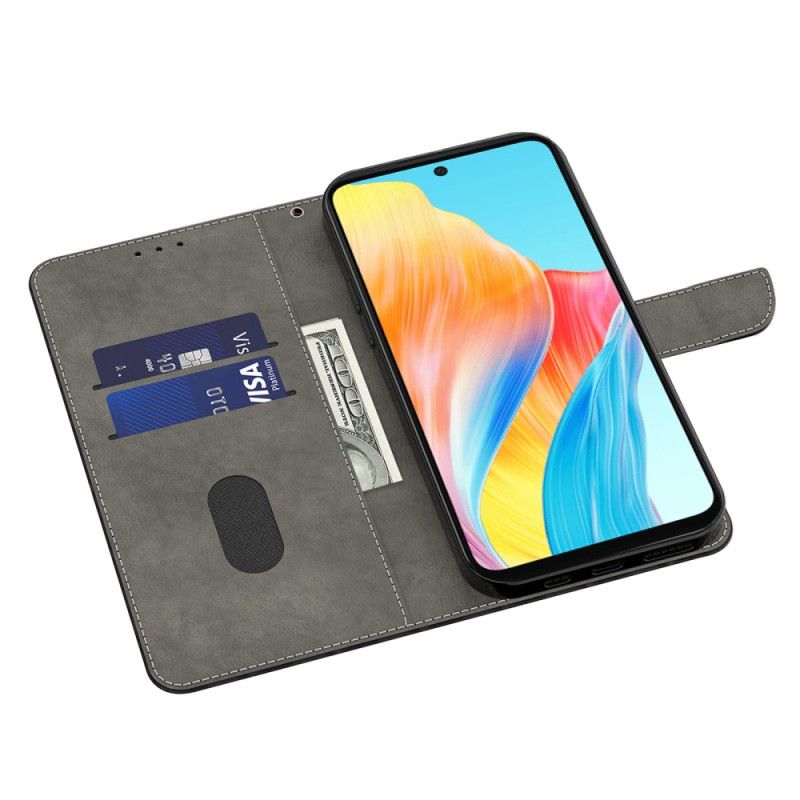 Etui Folio Do Oppo A98 5g Różowy Kwiat Na CZarnym Tle