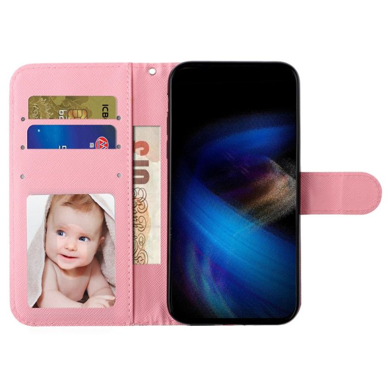 Etui Folio Oppo A98 5g Róże Z Paskiem