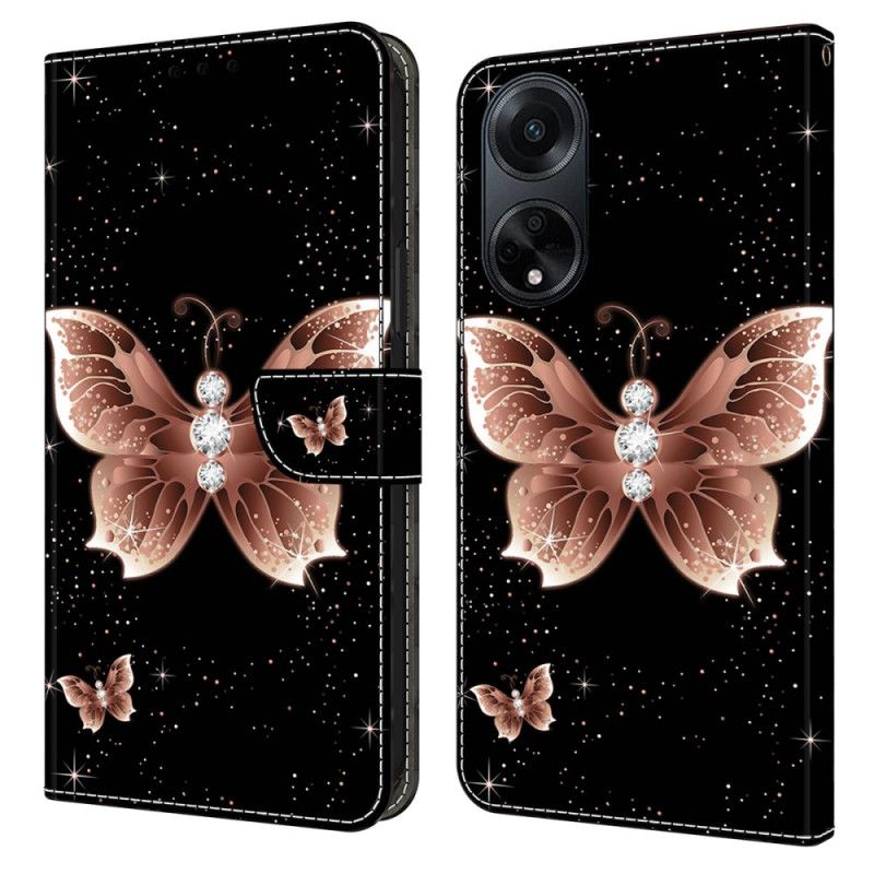 Etui Folio Oppo A98 5g Różowy Diamentowy Motyl