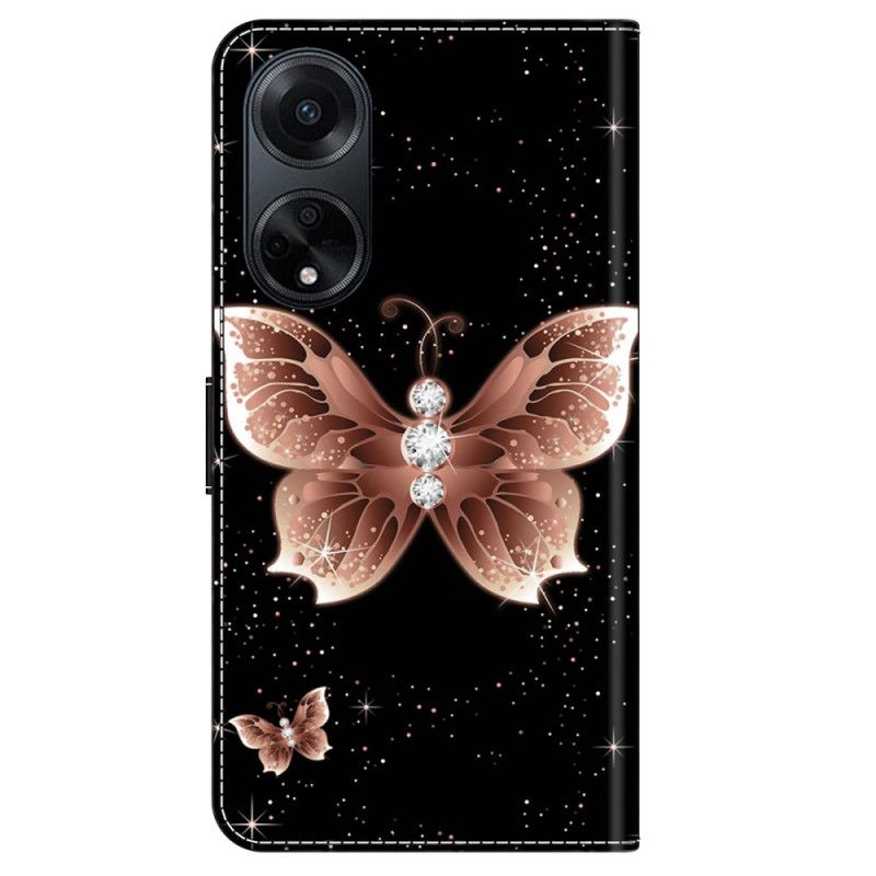 Etui Folio Oppo A98 5g Różowy Diamentowy Motyl