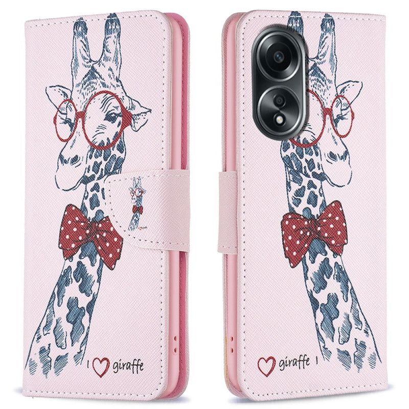 Etui Folio Oppo A98 5g Żyrafa Intello