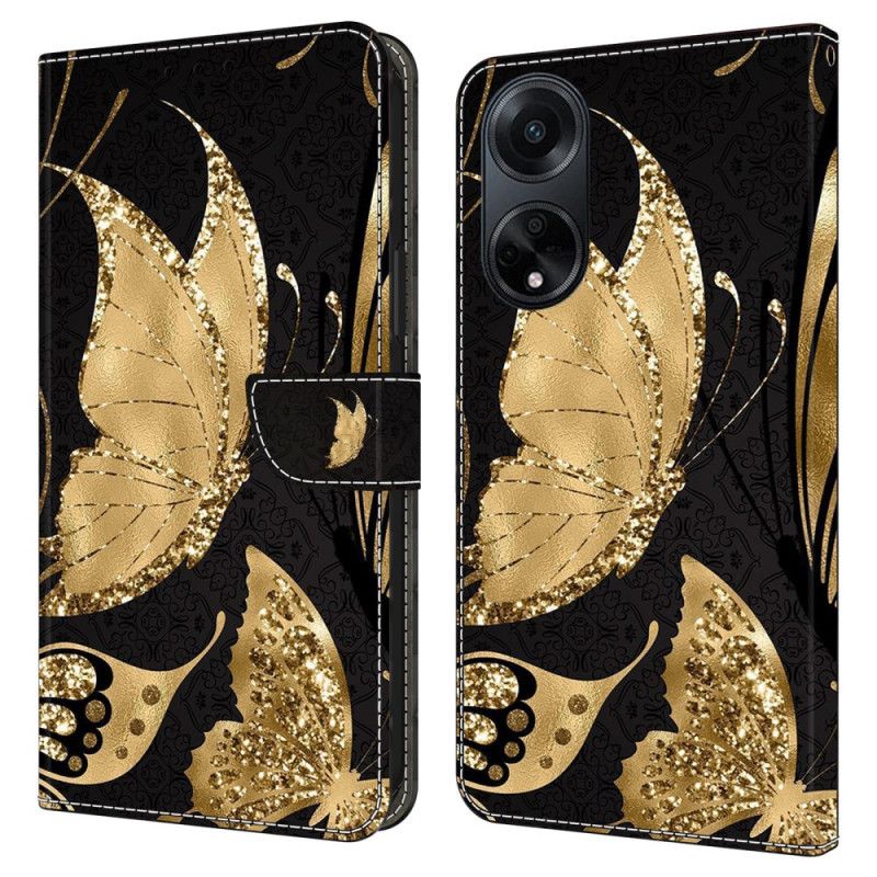 Etui Folio Oppo A98 5g Złoty Motyl