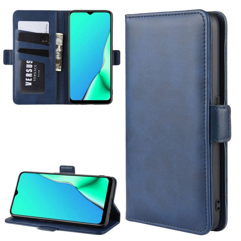 Etui Folio Oppo A9 2020 Czerwony Czarny Efekt Skóry Premium