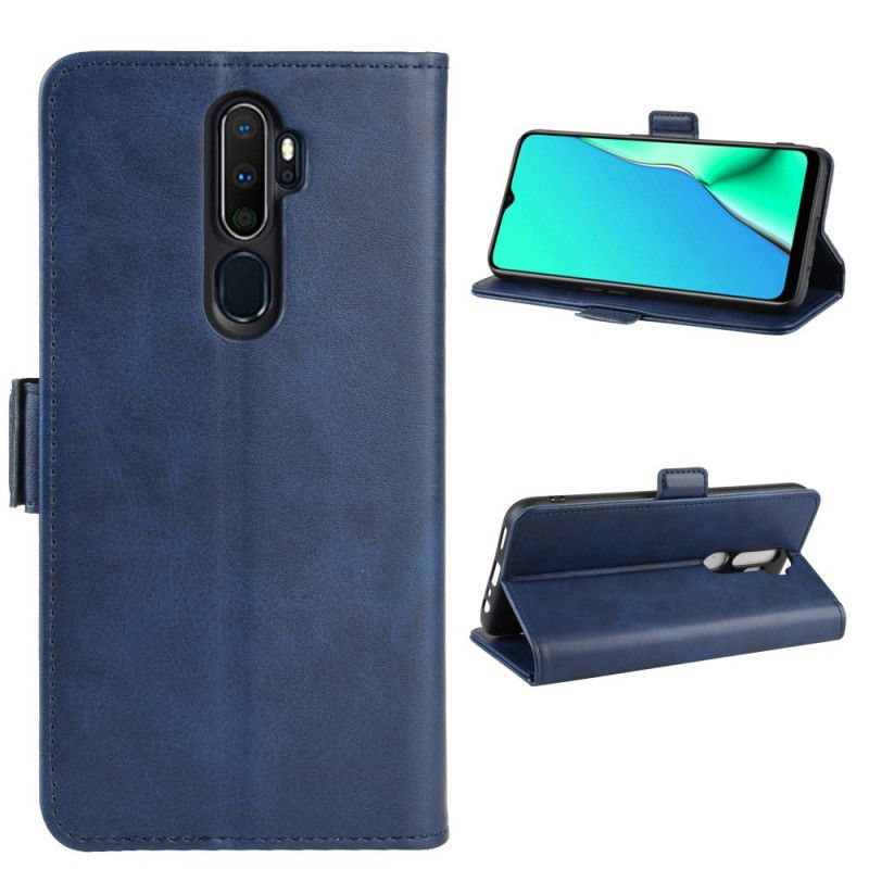 Etui Folio Oppo A9 2020 Czerwony Czarny Efekt Skóry Premium