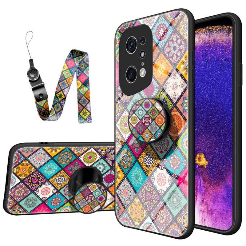 Etui do Oppo Find X5 Pro Patchworkowy Uchwyt Magnetyczny