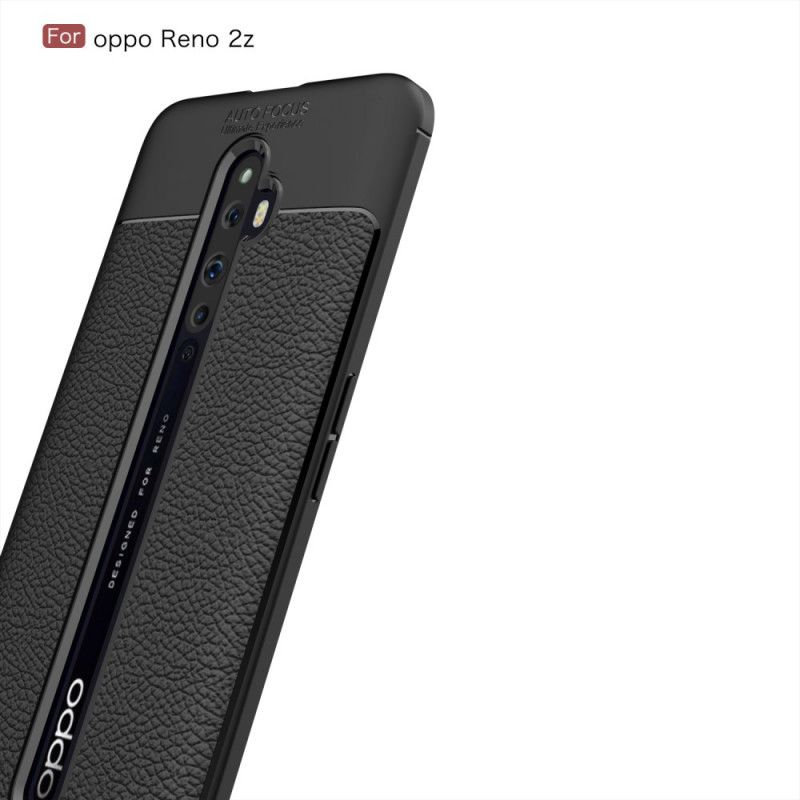 Etui Oppo Reno 2Z Czerwony Czarny Efekt Skóry Z Podwójną Linią Liczi