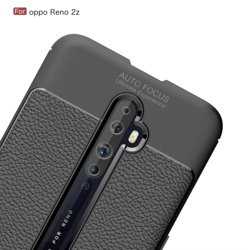 Etui Oppo Reno 2Z Czerwony Czarny Efekt Skóry Z Podwójną Linią Liczi