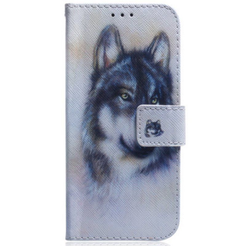 Etui Folio do iPhone 15 Akwarela Wilk