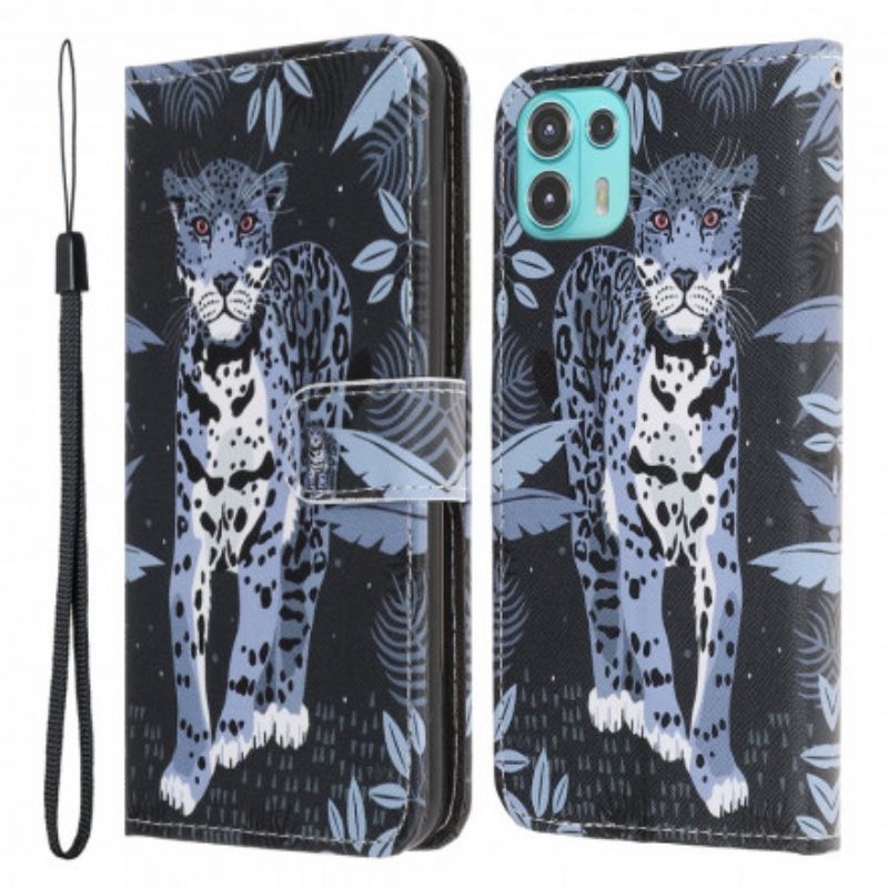 Etui Folio Do Motorola Edge 20 Lite Leopard Strappy