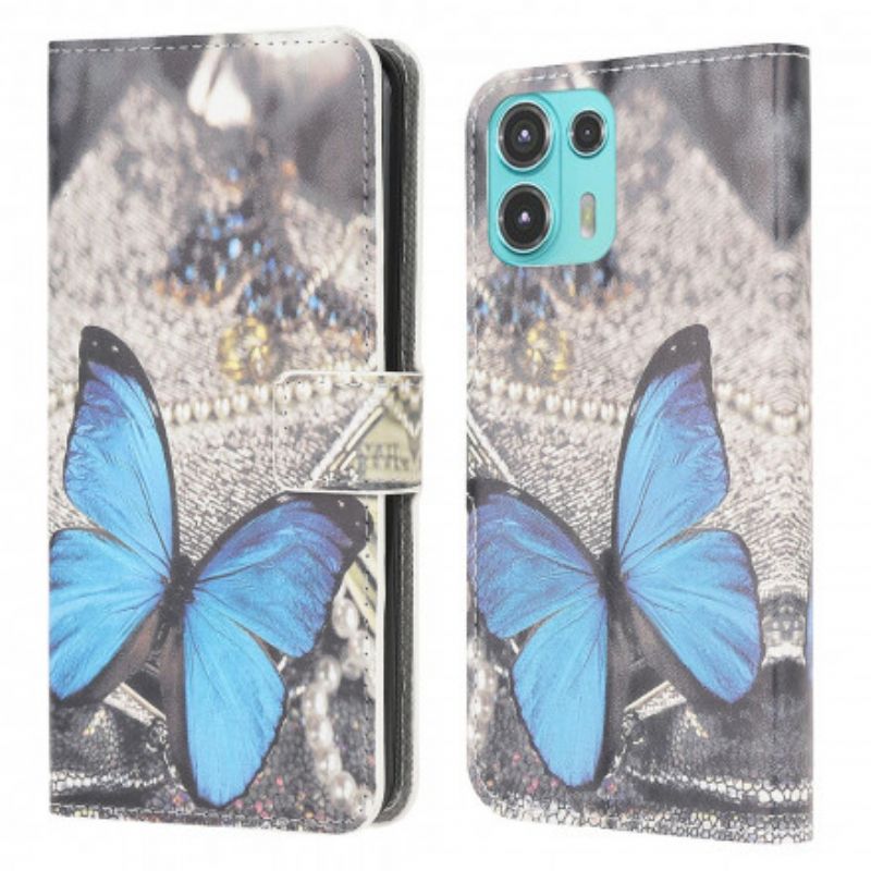 Etui Folio Do Motorola Edge 20 Lite Niebieski Motyl