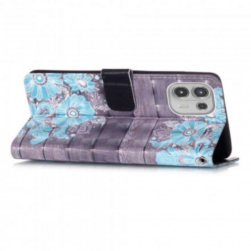 Etui Folio Do Motorola Edge 20 Lite Niebieskie Kwiaty