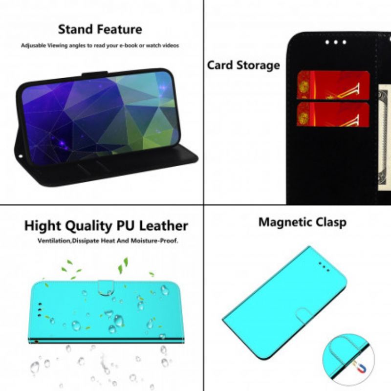 Etui Folio Motorola Edge 20 Lite Faux Skórzana Osłona Lusterka