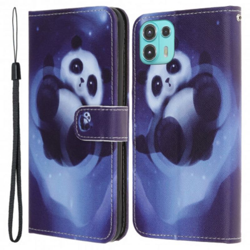 Skórzany Futerał Motorola Edge 20 Lite Etui Na Telefon Panda Space Strappy