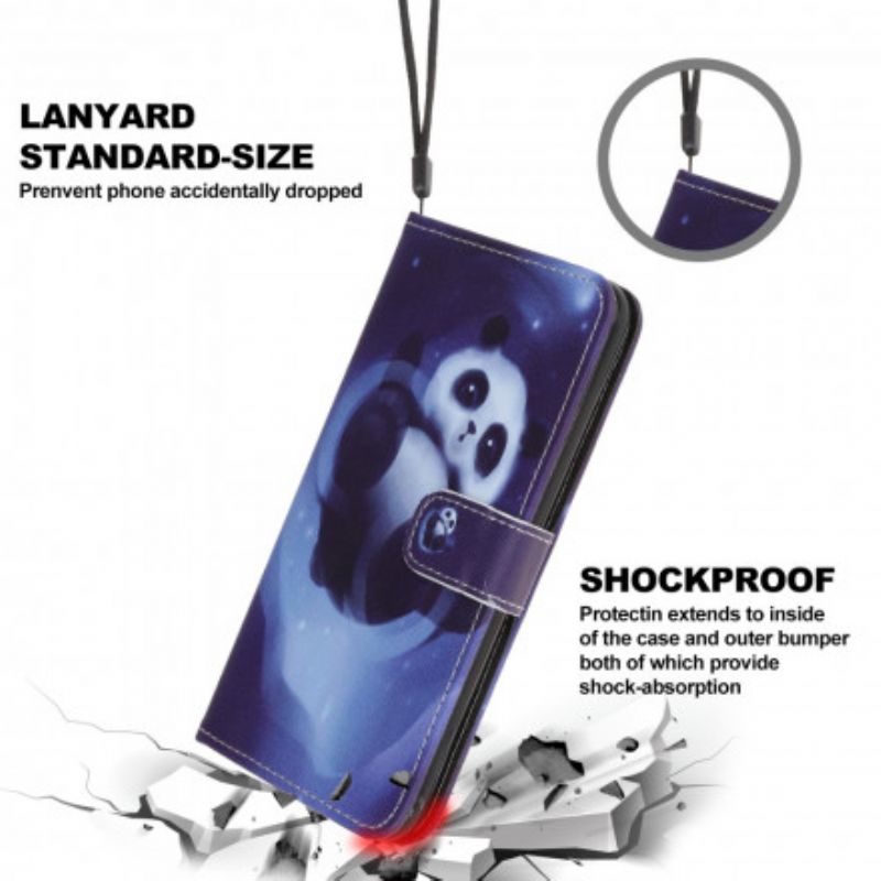 Skórzany Futerał Motorola Edge 20 Lite Etui Na Telefon Panda Space Strappy