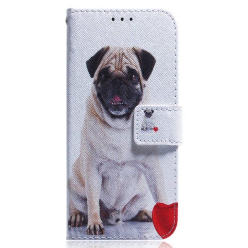 Etui Folio do Oppo Reno 8 z Łańcuch Ładny Mops W Pasku