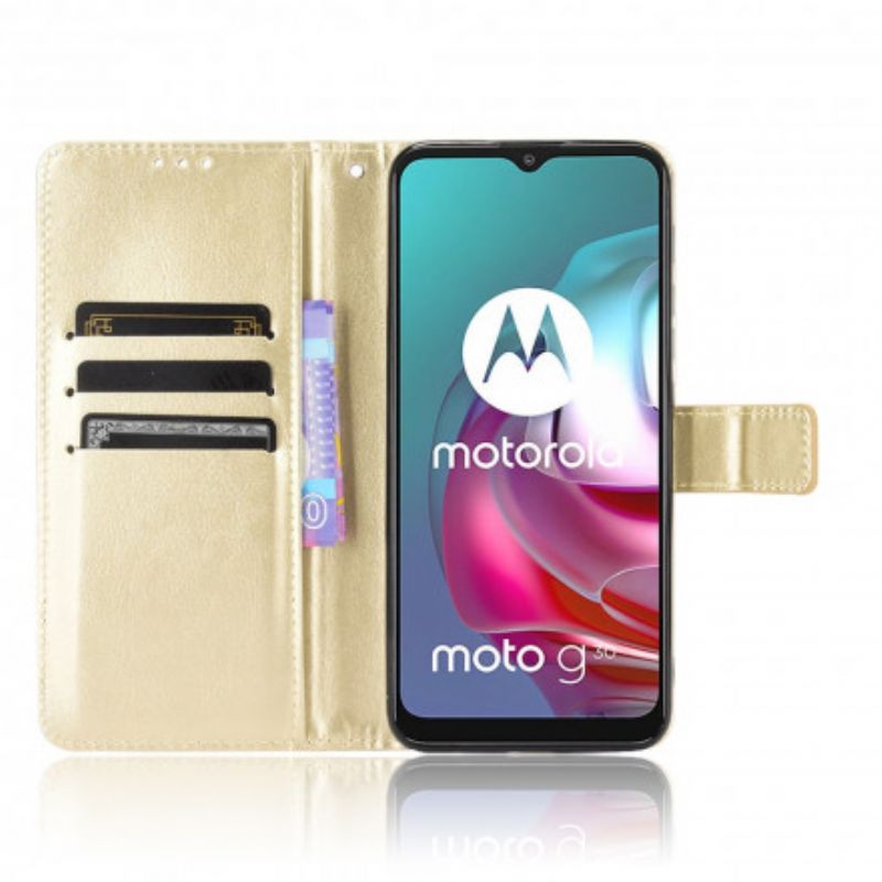 Etui Folio Moto G30 / G10 Błyszcząca Sztuczna Skóra Etui Ochronne