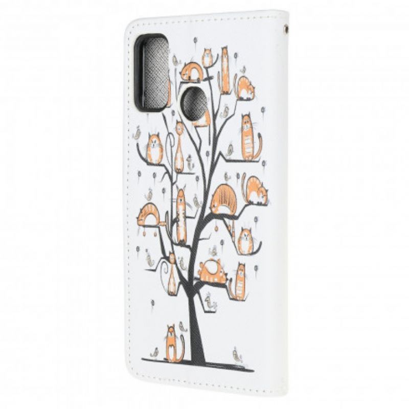 Etui Folio Moto G30 / G10 Funky Cats Strappy