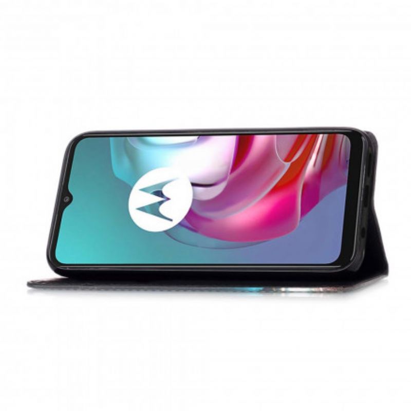 Etui Folio Moto G30 / G10 Księżycowy Kot