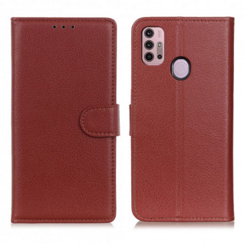 Etui Folio Moto G30 / G10 Tradycyjne Liczi Sztuczna Skóra