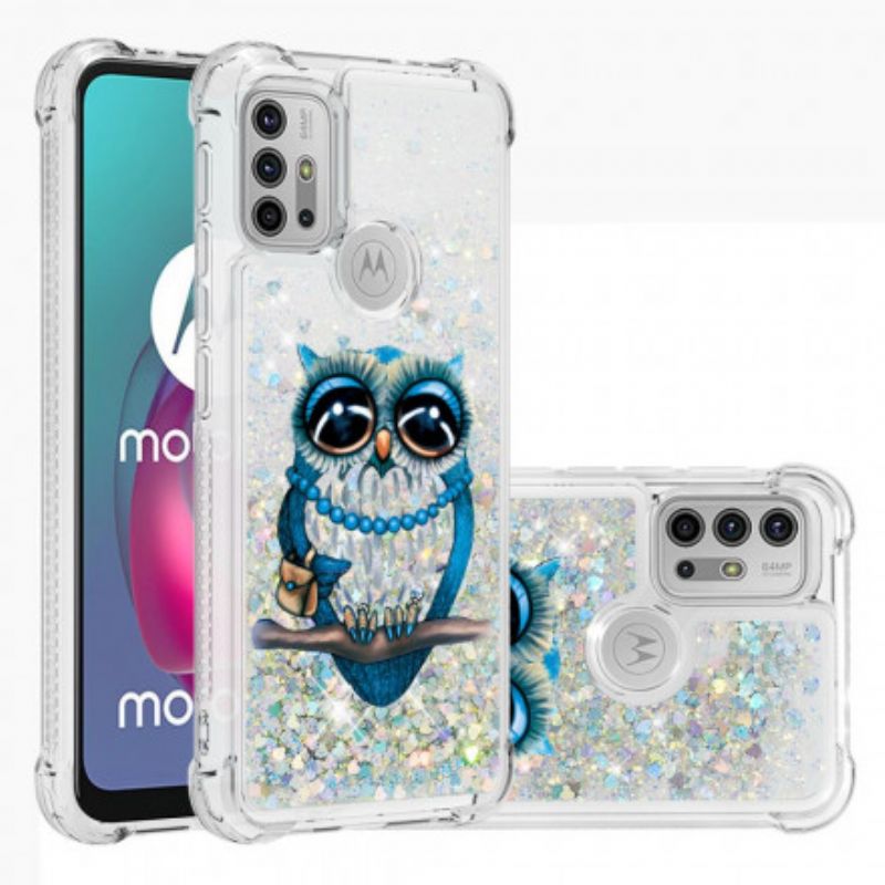 Etui Moto G30 / G10 Panna Brokatowa Sowa Etui Ochronne