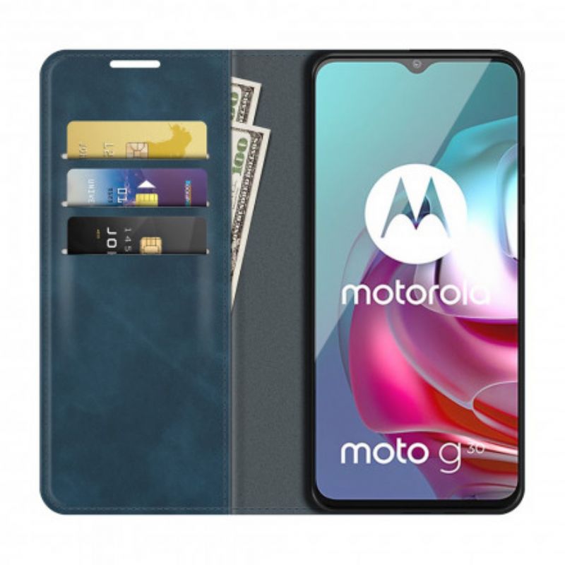 Flip Kotelot Moto G30 / G10 Etui Na Telefon Jedwabny Efekt Miękkiej Skóry