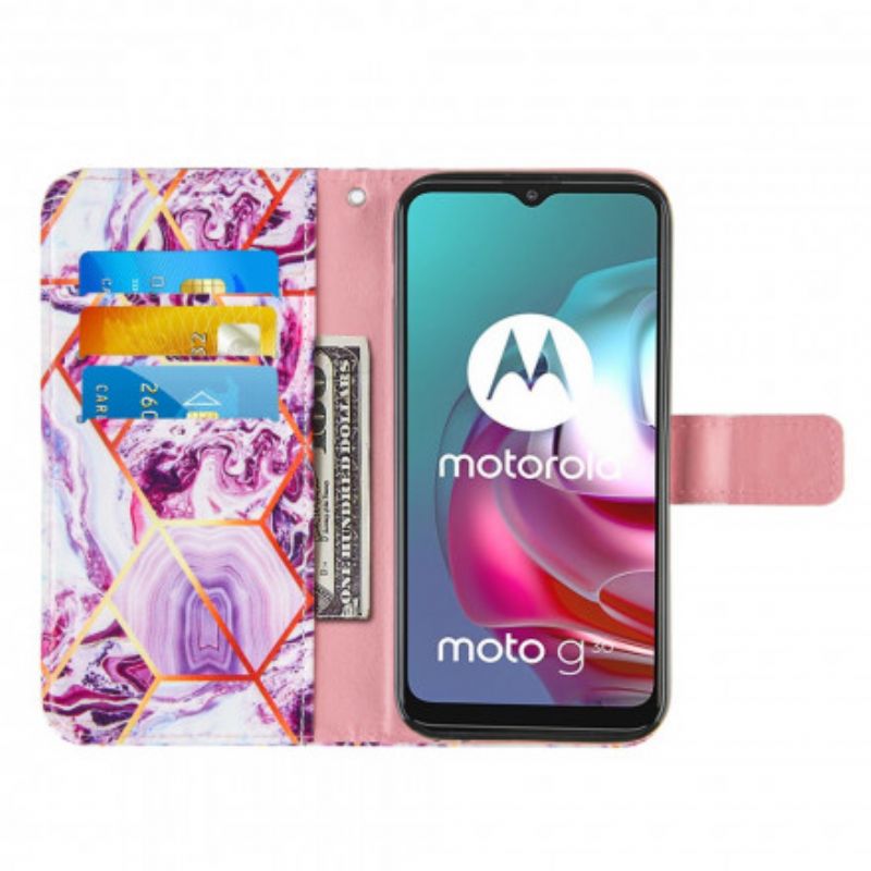 Pokrowce Moto G30 / G10 Pasiasty Marmur Geometryczny