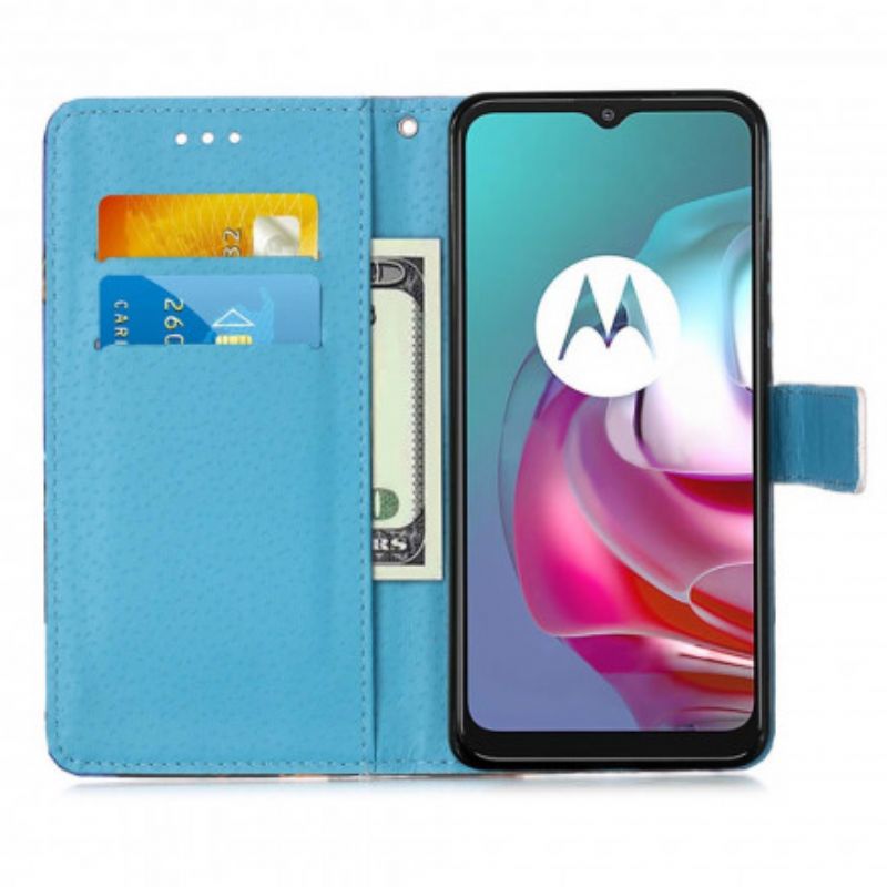 Pokrowce Moto G30 / G10 Złote Motyle