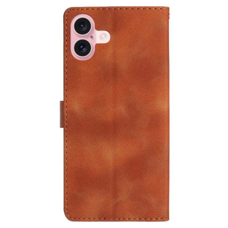 Etui Folio Do iPhone 16 Drukowane Kwiaty Z Paskiem