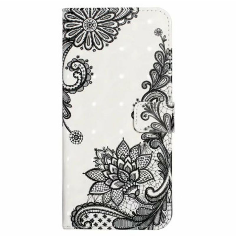 Etui Folio Do iPhone 16 Koronkowy Kwiat