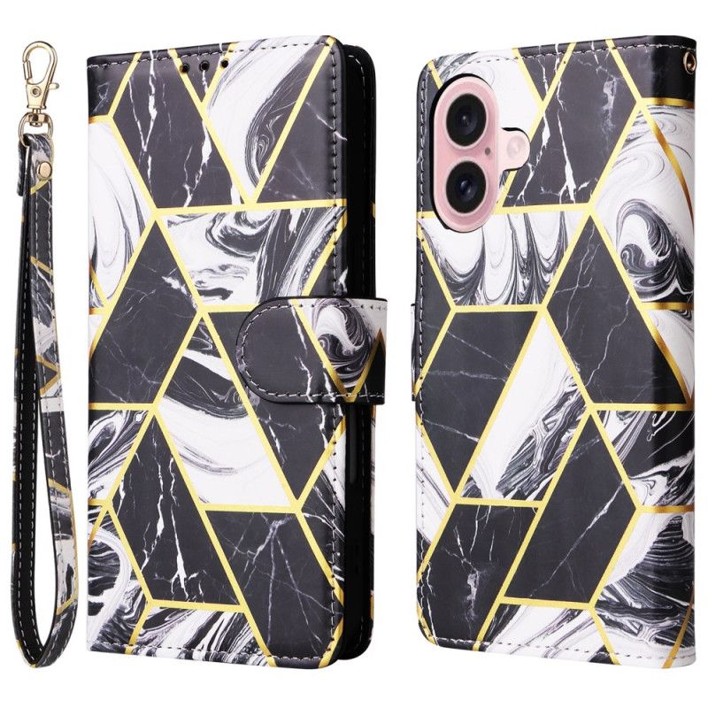 Etui Folio Do iPhone 16 Pasek Ze Wzorem Marmuru