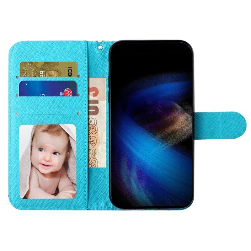 Etui Folio Do iPhone 16 Smycz Śnieżny Wilk