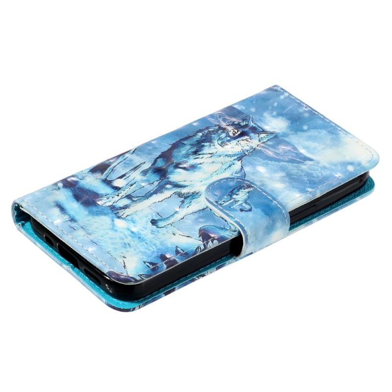 Etui Folio Do iPhone 16 Smycz Śnieżny Wilk