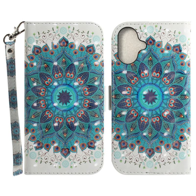 Etui Folio Do iPhone 16 Zielona Mandala Z Paskiem